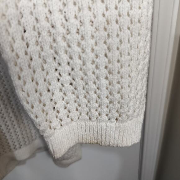 4564) LOFT White Open Knit Weave Knitted Relaxed Pullover Sweater Large - Picture 7 of 9